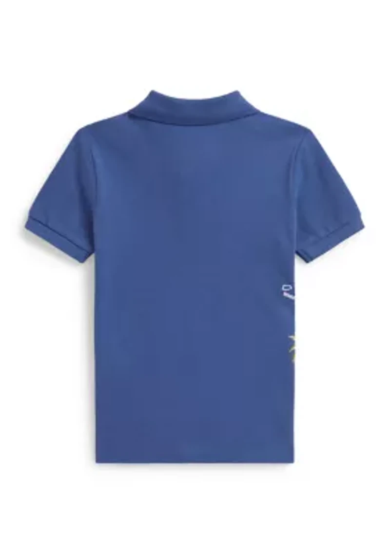 Boys - Embroidered Cotton Mesh Polo Shirt