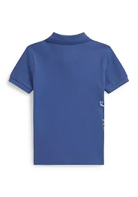 Boys - Embroidered Cotton Mesh Polo Shirt