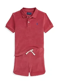 Boys 2-7 Terry Polo Shirt & Shorts Set