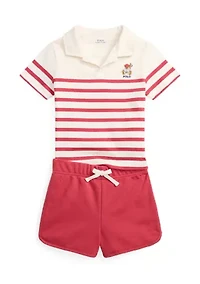Boys 2-7 Polo Bear Shirt & Terry Shorts