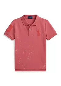 Boys 2-8 Big Pony Paint-Print Mesh Polo Shirt