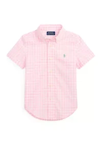 Boys 2-7 Gingham Cotton Poplin Shirt