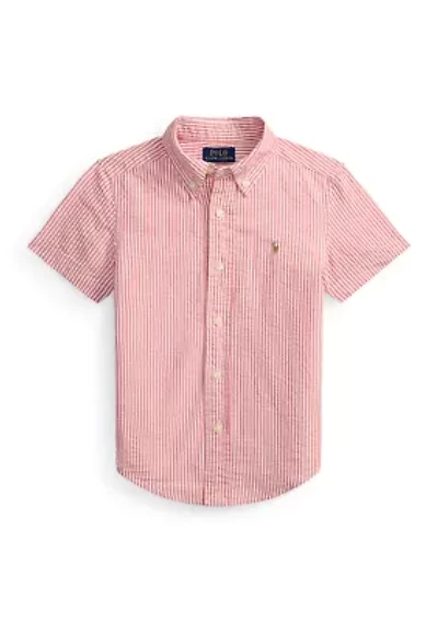 Boys - Striped Cotton Seersucker Shirt