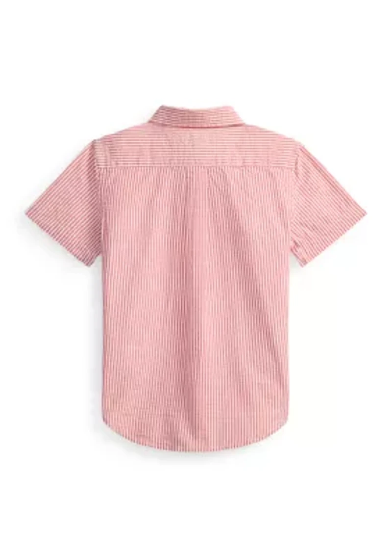 Boys - Striped Cotton Seersucker Shirt