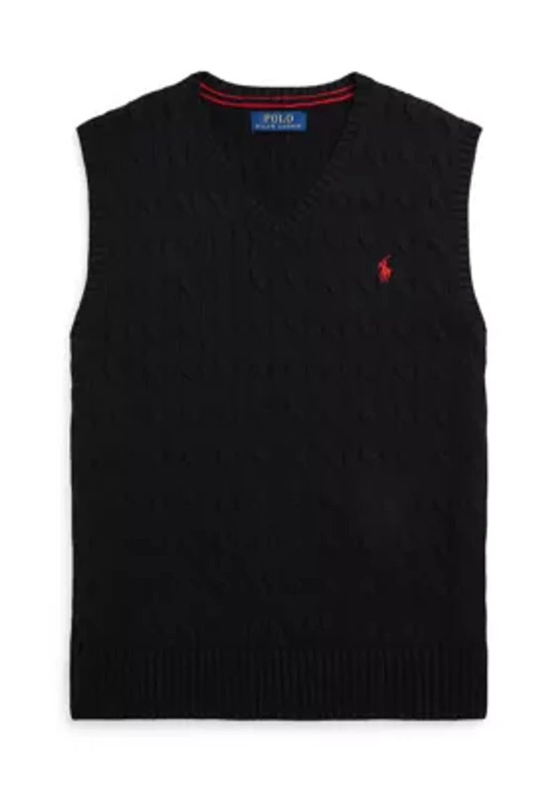 Boys 8-20 Cable Knit Cotton Sweater Vest