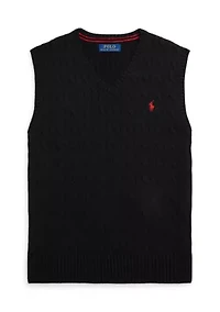 Boys 8-20 Cable Knit Cotton Sweater Vest