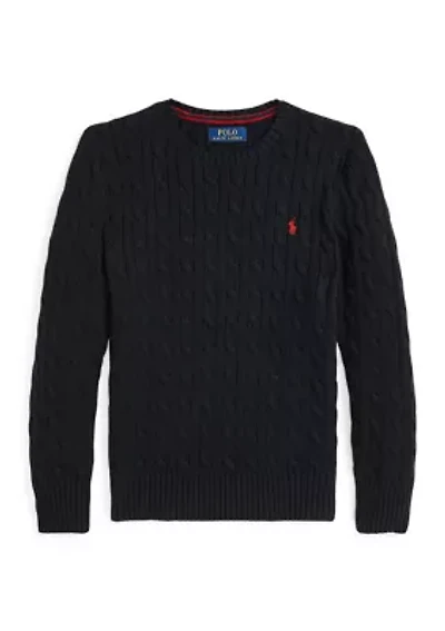 Boys 8-20 Cable Knit Cotton Sweater