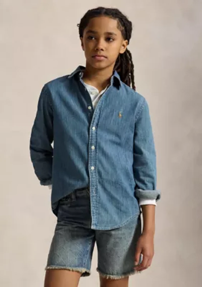 Boys 8-20 Cotton Chambray Shirt