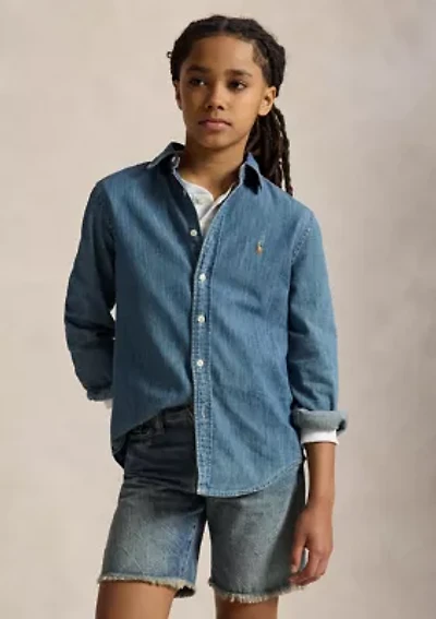 Boys 8-20 Cotton Chambray Shirt
