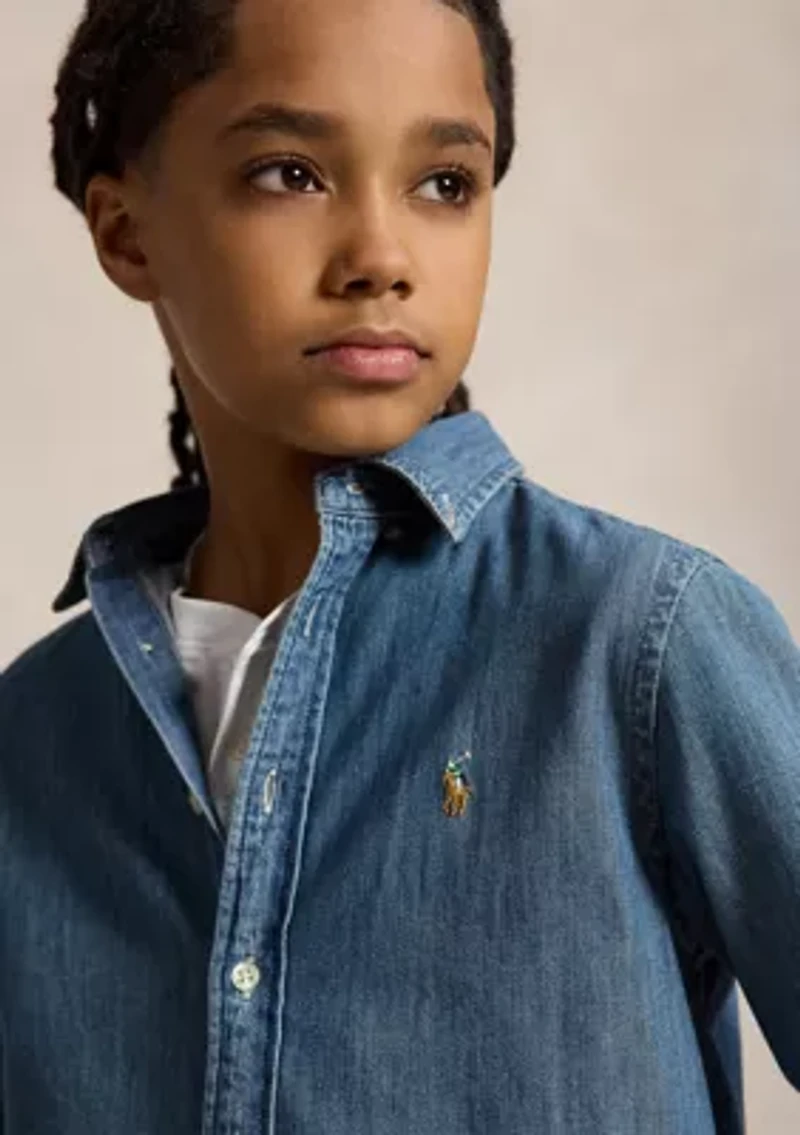 Boys 8-20 Cotton Chambray Shirt
