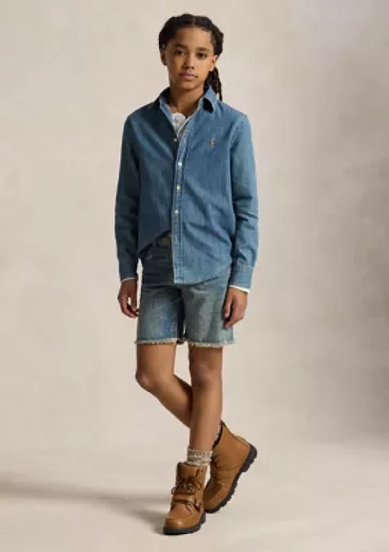 Boys 8-20 Cotton Chambray Shirt
