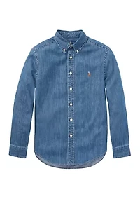 Boys 8-20 Cotton Chambray Shirt