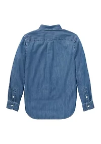 Boys 8-20 Cotton Chambray Shirt