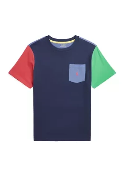 Boys 8-20 Color-Blocked Cotton Pocket T-Shirt