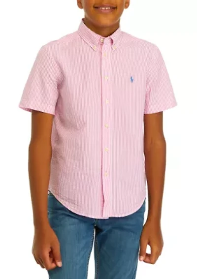 Boys 8-20 Seersucker Collar Button Down Shirt