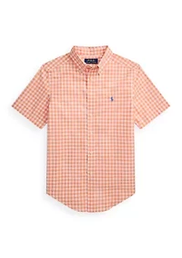 Boys 8-20 Gingham Cotton Poplin Short-Sleeve Shirt