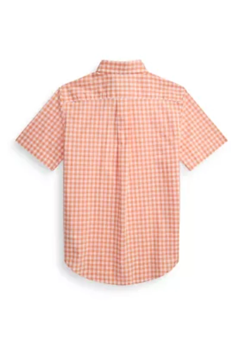 Boys 8-20 Gingham Cotton Poplin Short-Sleeve Shirt