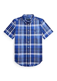 Boys 8-20 Gingham Cotton Poplin Short-Sleeve Shirt