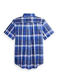 Boys 8-20 Gingham Cotton Poplin Short-Sleeve Shirt