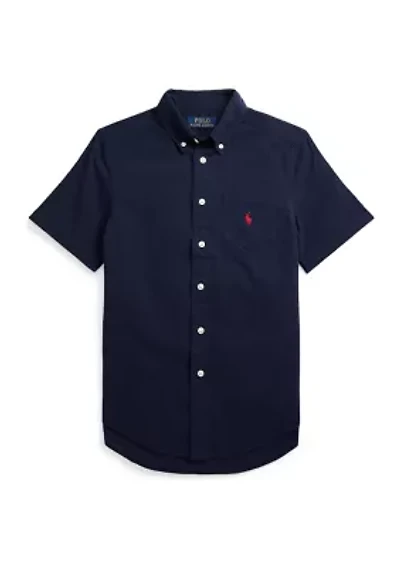 Boys 8-20 Cotton Seersucker Short Sleeve Shirt
