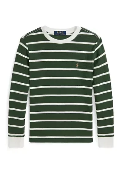 Boys 8-20 Striped Waffle Cotton Long-Sleeve T-shirt