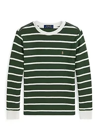 Boys 8-20 Striped Waffle Cotton Long-Sleeve T-shirt