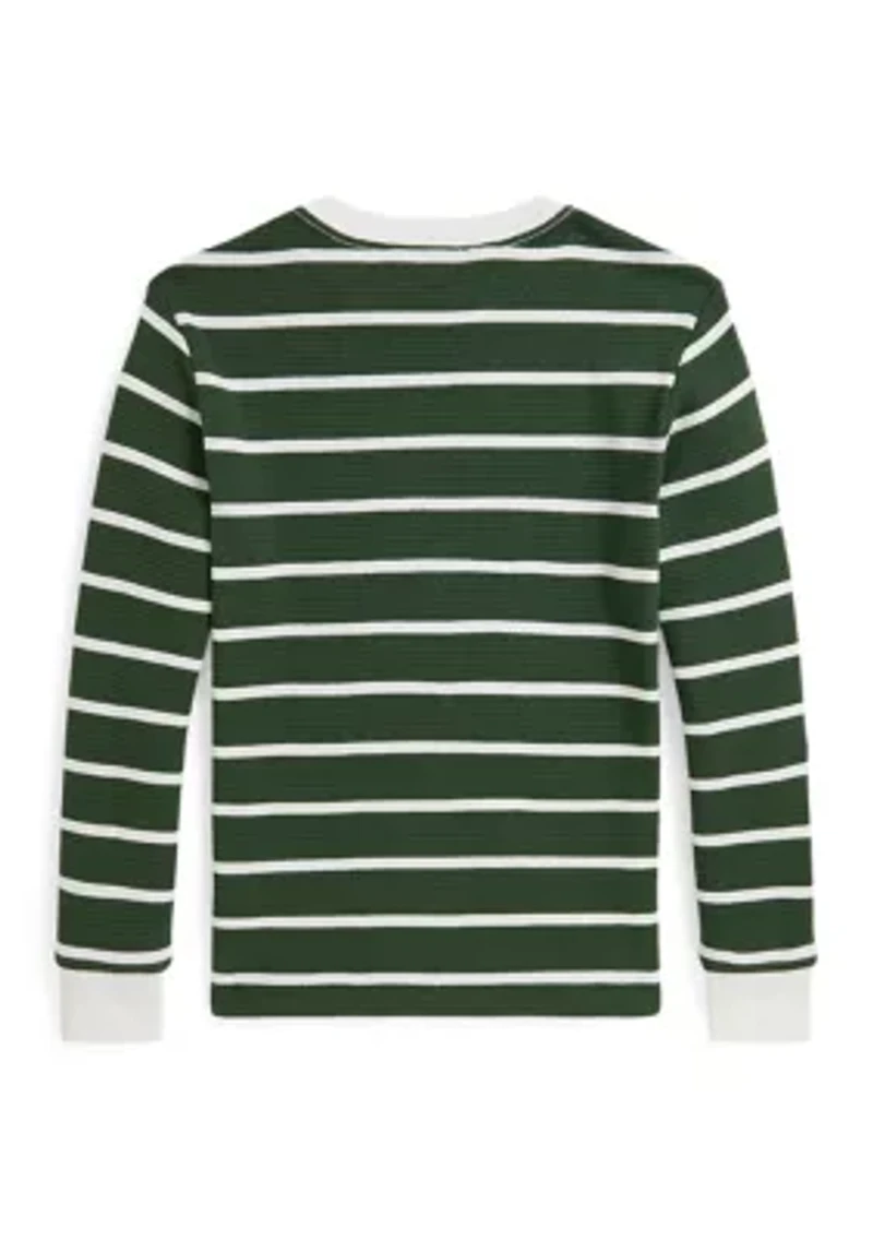 Boys 8-20 Striped Waffle Cotton Long-Sleeve T-shirt