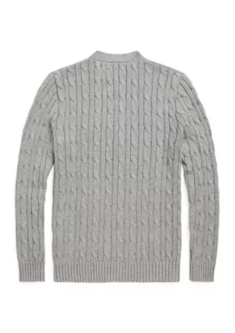 Boys 8-20 Cable-Knit Cotton V-Neck Cardigan