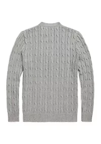 Boys 8-20 Cable-Knit Cotton V-Neck Cardigan