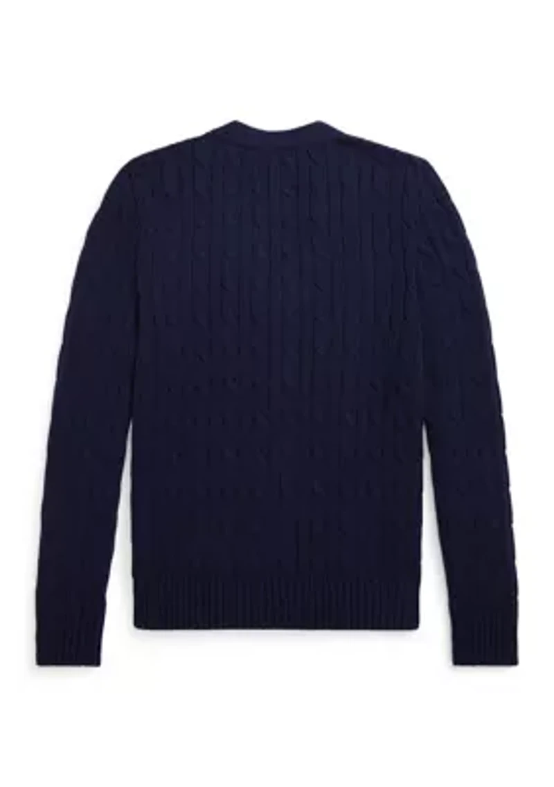 Boys 8-20 Cable-Knit Cotton V-Neck Cardigan