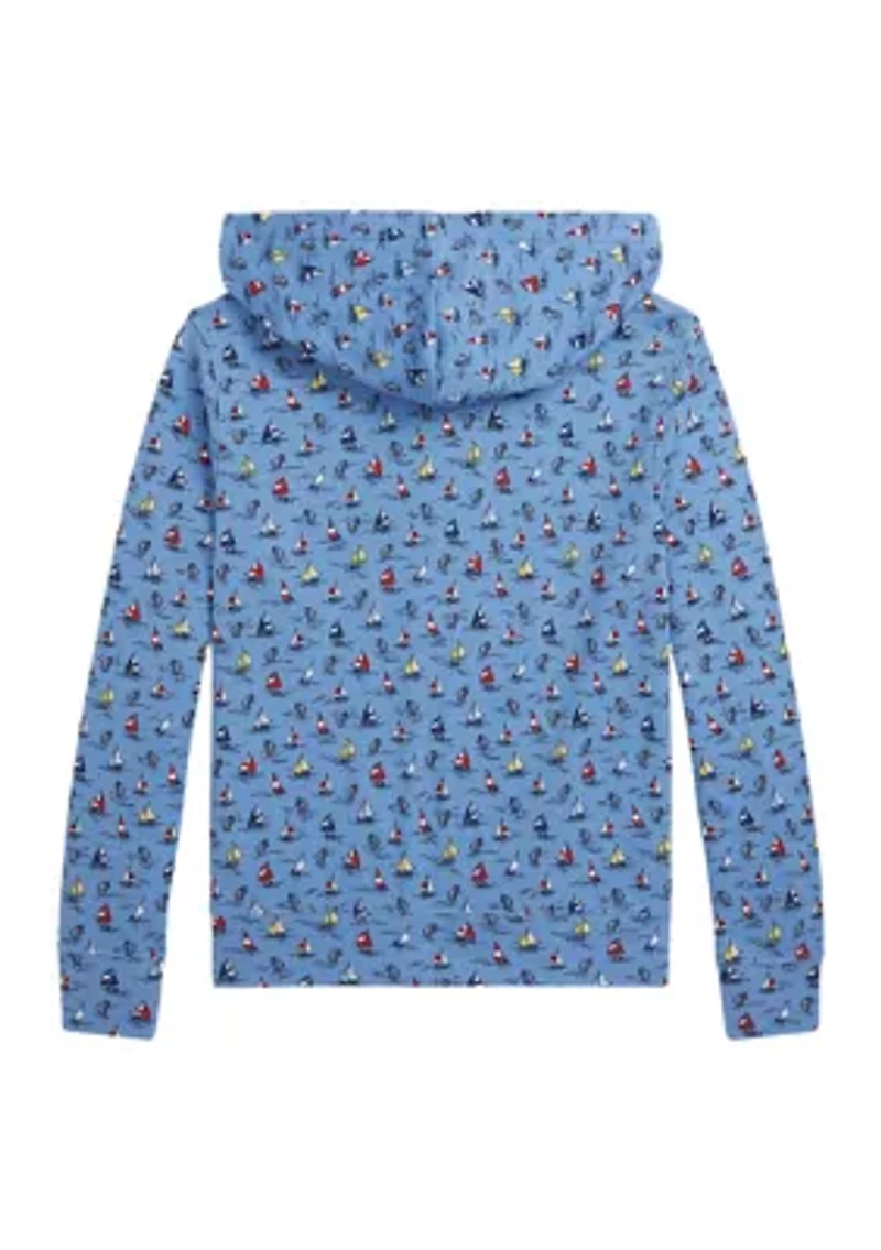 Boys 8-20 Sailboat Print Spa Terry Full Zip Hoodie