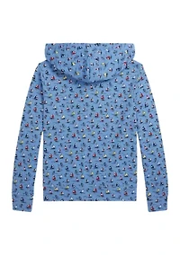 Boys 8-20 Sailboat Print Spa Terry Full Zip Hoodie
