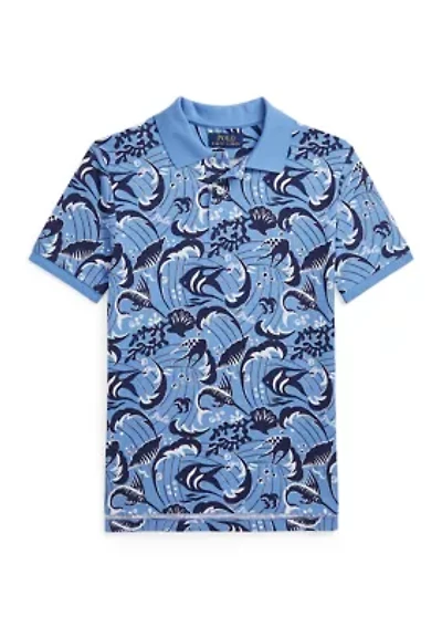 Boys 8-20 Reef Print Cotton Mesh Polo Shirt
