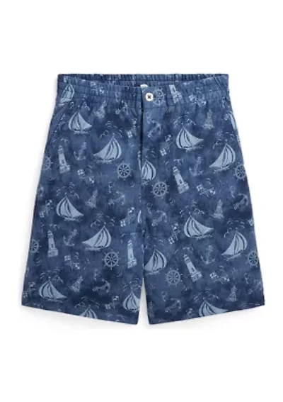 Boys 8-20 Nautical Printed Cotton Mesh Shorts