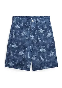 Boys 8-20 Nautical Printed Cotton Mesh Shorts