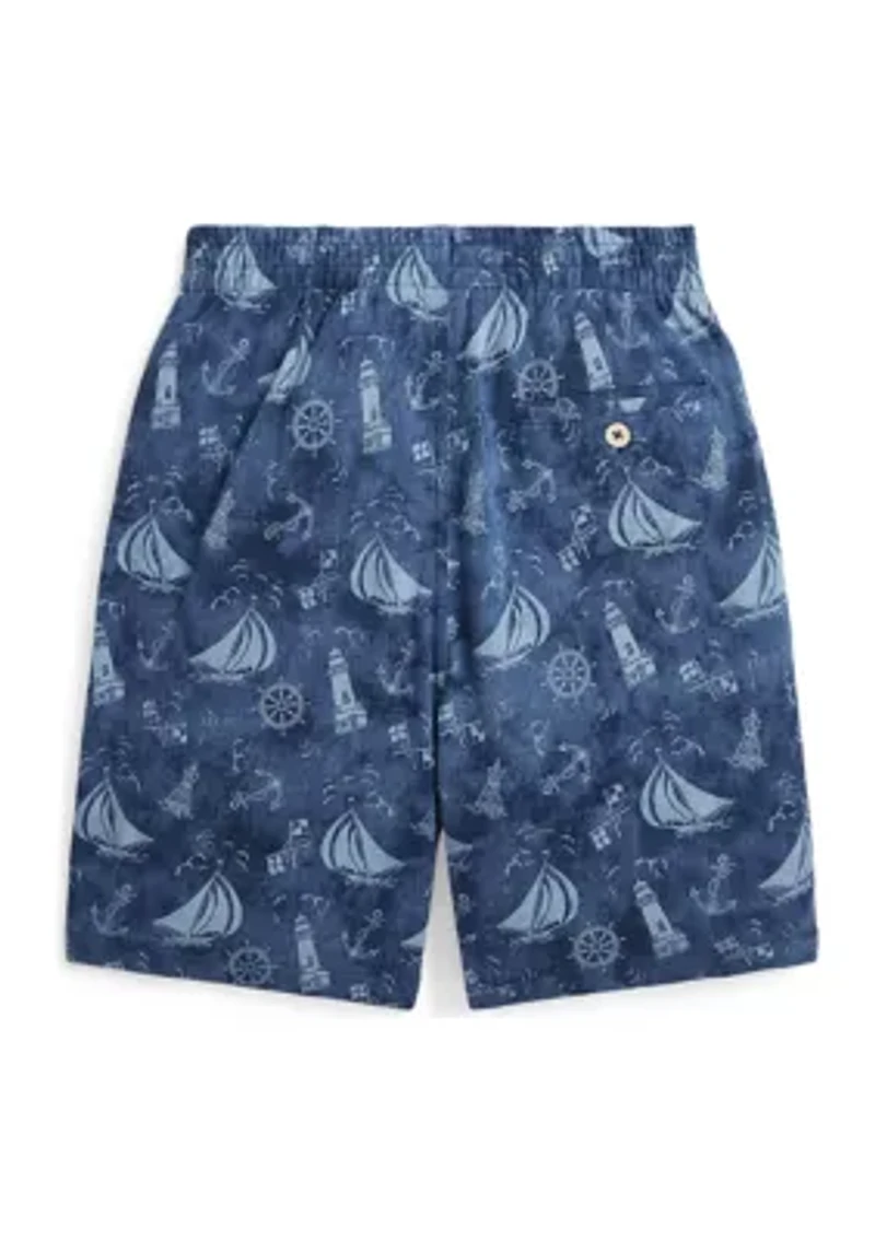 Boys 8-20 Nautical Printed Cotton Mesh Shorts