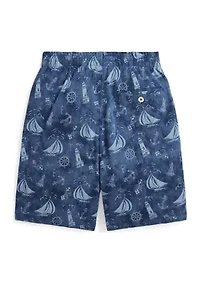 Boys 8-20 Nautical Printed Cotton Mesh Shorts