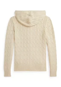 Boys 8-20 Cable Cotton Hooded Full Zip Sweater