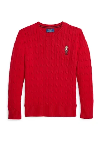 Boys 8-20 Polo Bear Cable Knit Cotton Sweater