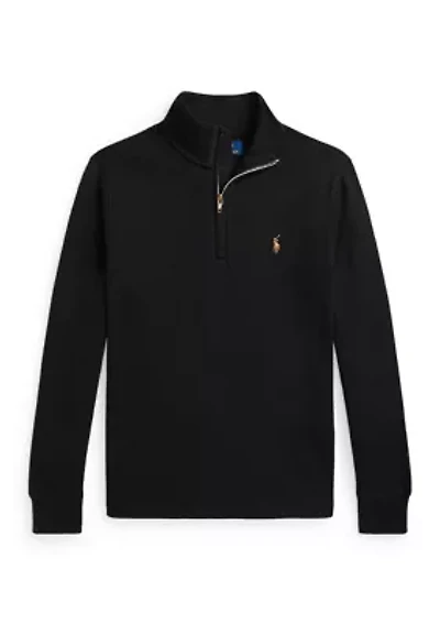 Boys 8-20 Cotton Interlock Quarter Zip Pullover Sweatshirt