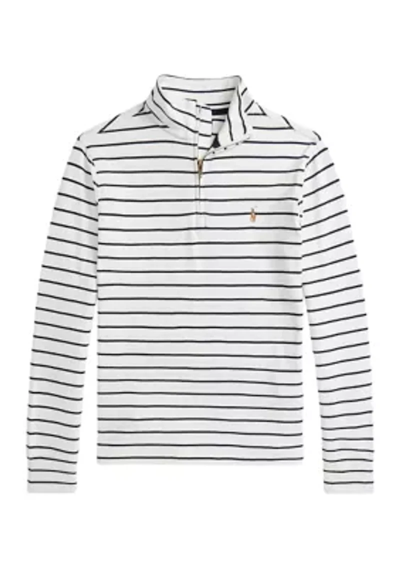 Boys 8-20 Striped Cotton 1/4 Zip Pullover