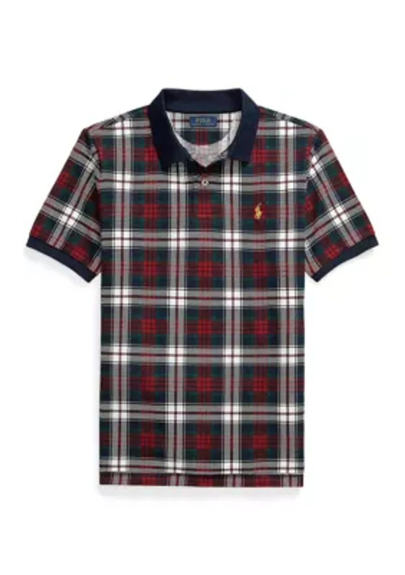 Boys 8-20 Plaid Cotton Mesh Polo Shirt
