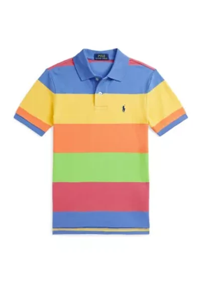 Boys 8-20 Striped Cotton Mesh Polo Shirt