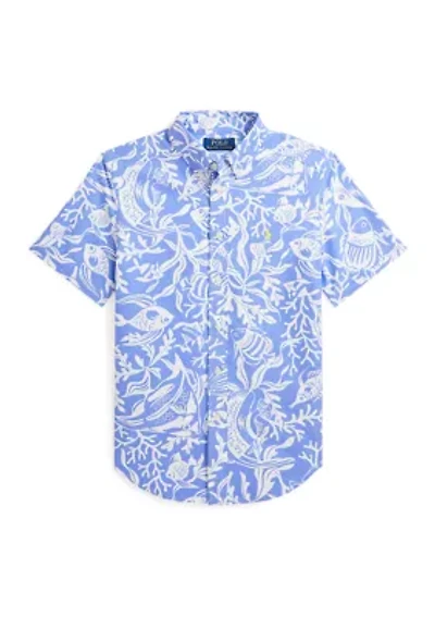 Boys 8-20 Sea Printed Cotton Short Sleeve Shirt