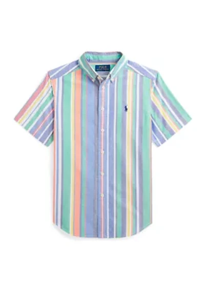 Boys 8-20 Striped Cotton Oxford Short-Sleeve Shirt