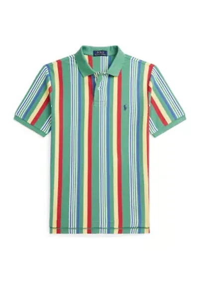 Boys 8-20 Striped Cotton Mesh Polo Shirt