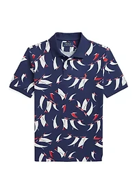 Boys 8-20 Sailboat-Print Cotton Mesh Polo Shirt