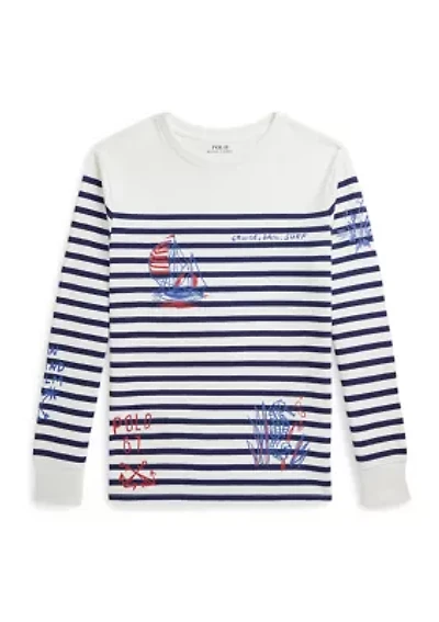 Boys 8-20 Striped Cotton Graphic Long-Sleeve T-Shirt