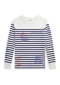 Boys - Striped Cotton Graphic Long-Sleeve T-Shirt