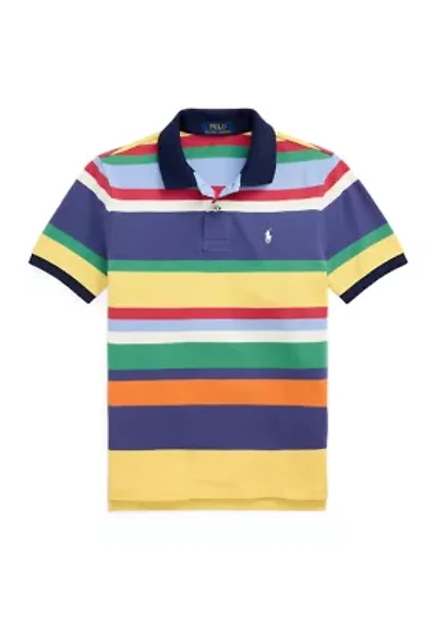 Boys 8-20 Striped Cotton Mesh Polo Shirt